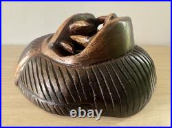 Vintage Hand Carved African Lion Mask. Tribal Wood Sculpture. Kifwebe Style