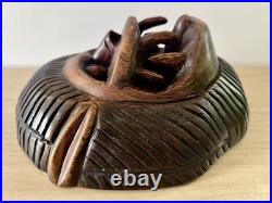 Vintage Hand Carved African Lion Mask. Tribal Wood Sculpture. Kifwebe Style
