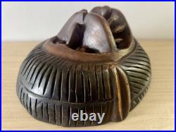 Vintage Hand Carved African Lion Mask. Tribal Wood Sculpture. Kifwebe Style