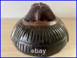 Vintage Hand Carved African Lion Mask. Tribal Wood Sculpture. Kifwebe Style