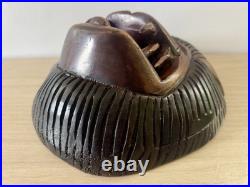 Vintage Hand Carved African Lion Mask. Tribal Wood Sculpture. Kifwebe Style