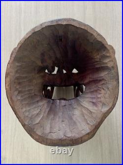 Vintage Hand Carved African Lion Mask. Tribal Wood Sculpture. Kifwebe Style