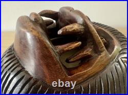 Vintage Hand Carved African Lion Mask. Tribal Wood Sculpture. Kifwebe Style