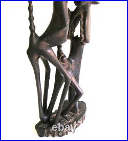 Vintage Hand Carved Alien Creature Iron Wood Art Sculpture