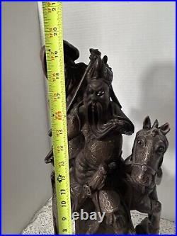 Vintage Hand Carved Asian Wood Art figural Warrior Samurai