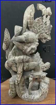 Vintage Hand Carved Balinese Wood Raksasa Naga Guardian Demon Sculpture 15inch