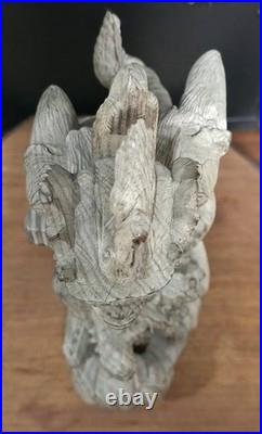 Vintage Hand Carved Balinese Wood Raksasa Naga Guardian Demon Sculpture 15inch