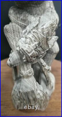 Vintage Hand Carved Balinese Wood Raksasa Naga Guardian Demon Sculpture 15inch