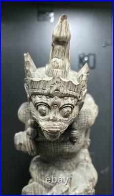Vintage Hand Carved Balinese Wood Raksasa Naga Guardian Demon Sculpture 15inch