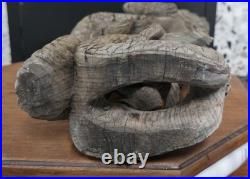 Vintage Hand Carved Balinese Wood Raksasa Naga Guardian Demon Sculpture 15inch