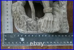 Vintage Hand Carved Balinese Wood Raksasa Naga Guardian Demon Sculpture 15inch