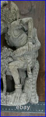 Vintage Hand Carved Balinese Wood Raksasa Naga Guardian Demon Sculpture 15inch