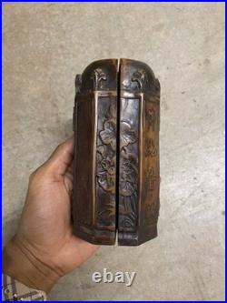 Vintage Hand Carved Buddhist Shrine Buddha Altar Folding Asian Wood Sculpture