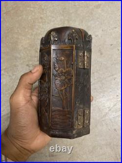 Vintage Hand Carved Buddhist Shrine Buddha Altar Folding Asian Wood Sculpture