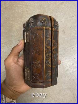 Vintage Hand Carved Buddhist Shrine Buddha Altar Folding Asian Wood Sculpture