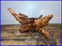 Vintage Hand-Carved Burl Wood Root Bowl / Sculpture Natural Freeform 17 x 11