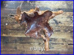 Vintage Hand-Carved Burl Wood Root Bowl / Sculpture Natural Freeform 17 x 11