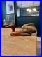 Vintage Hand Carved Cedar Duck Signed FolkArt Sculpture Rustic Cabin Decor 12