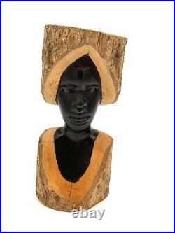 Vintage Hand Carved Ebony Wood Sculpture Makonde Maasai WOMAN Tanzania Africa