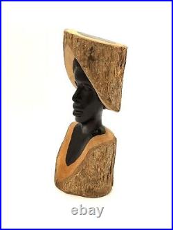 Vintage Hand Carved Ebony Wood Sculpture Makonde Maasai WOMAN Tanzania Africa