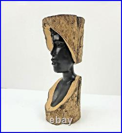 Vintage Hand Carved Ebony Wood Sculpture Makonde Maasai WOMAN Tanzania Africa