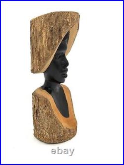 Vintage Hand Carved Ebony Wood Sculpture Makonde Maasai WOMAN Tanzania Africa