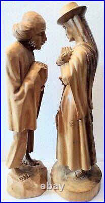 Vintage Hand Carved Figurines Man Woman FOLK ART WOOD SCULPTURE FIGURINES 15-16