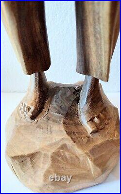 Vintage Hand Carved Figurines Man Woman FOLK ART WOOD SCULPTURE FIGURINES 15-16