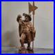 Vintage Hand Carved Fine Wood Man Traveler Lantern Night Watcher Solid Folk Art