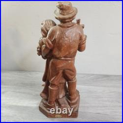 Vintage Hand Carved Fine Wood Man Traveler Lantern Night Watcher Solid Folk Art Vintage Hand Carved Fine Wood Man Traveler Lantern Night Watcher Solid Folk Art