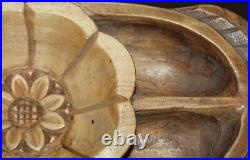 Vintage Hand Carved Floral Wood Wall Decor Plaque