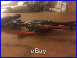 Vintage Hand Carved Folk Art Coyote and Road Runner, Wylie, Hand Painted