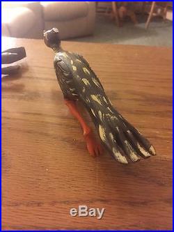 Vintage Hand Carved Folk Art Coyote and Road Runner, Wylie, Hand Painted