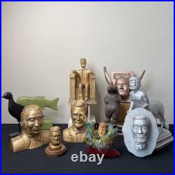 Vintage Hand Carved Folk / Outsider Art Abraham Lincoln Memorial Sculpture Melfi