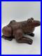 Vintage Hand-Carved Frog Wood Box Burl Wood Toad Trinket Humidor Sculpture