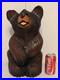 Vintage Hand Carved Happy Black Bear Wood Sculpture Rustic Folk Art Statue 16