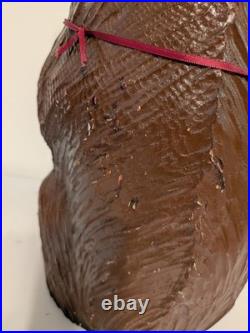 Vintage Hand Carved Happy Black Bear Wood Sculpture Rustic Folk Art Statue 16