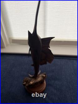 Vintage Hand-Carved Hardwood Sailfish / Marlin Sculpture Artist Waggener