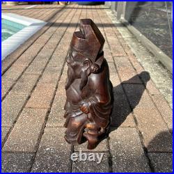 Vintage Hand Carved Hardwood Scholar Figure Statue 13 Asian Wood Sculpture