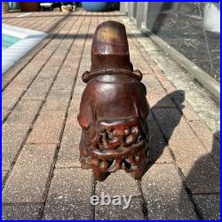 Vintage Hand Carved Hardwood Scholar Figure Statue 13 Asian Wood Sculpture