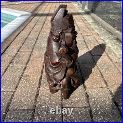 Vintage Hand Carved Hardwood Scholar Figure Statue 13 Asian Wood Sculpture