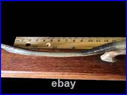 Vintage Hand Carved Horn Panther 13 Roaring Cat Sculpture On Wood Base MCM