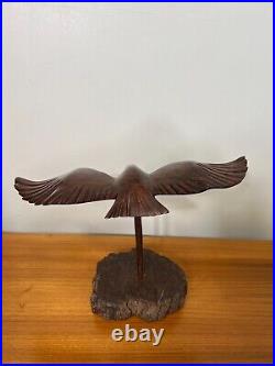 Vintage Hand Carved Ironwood / Ebony Wood Seagull in Flight Sculpture, 19 Wide