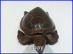 Vintage Hand Carved Ironwood Sea Turtle Sculpture Large Life Size Real Wood