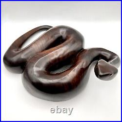 Vintage Hand Carved Ironwood Wood Viper Slithering Snake Serpent Large 10