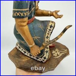 Vintage Hand Carved Ivan Tsarevich Wood Sculpture Fairy Tale Folk Art Statue Gif