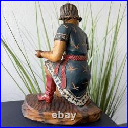 Vintage Hand Carved Ivan Tsarevich Wood Sculpture Fairy Tale Folk Art Statue Gif