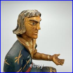 Vintage Hand Carved Ivan Tsarevich Wood Sculpture Fairy Tale Folk Art Statue Gif