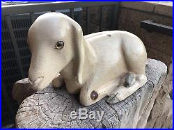 Vintage Hand Carved LEO KOPPY White Lamb/Goat Carved Wood Sculpture
