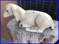 Vintage Hand Carved LEO KOPPY White Lamb/Goat Carved Wood Sculpture